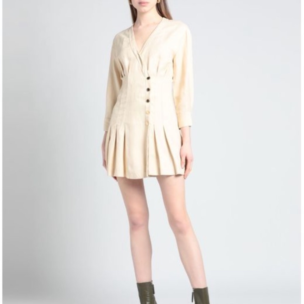Sandro beige dress with gold snap buttons NWT